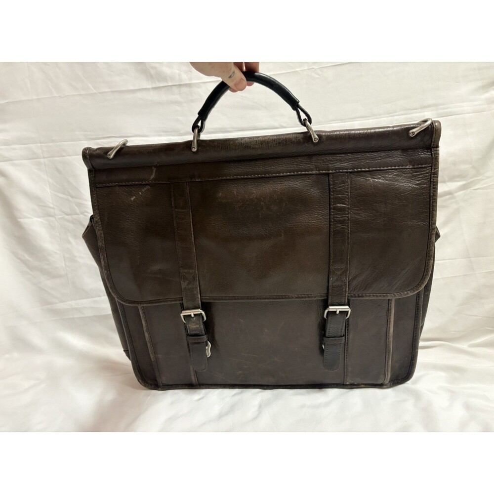 Vintage Wilson’s Distressed Brown Leather Briefcase Attache Laptop Messenger Bag